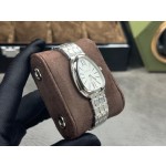Bulgari watch with white dial and silver strap