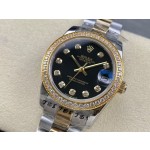 Datejust diamond black dial gold and silver strap 31mm