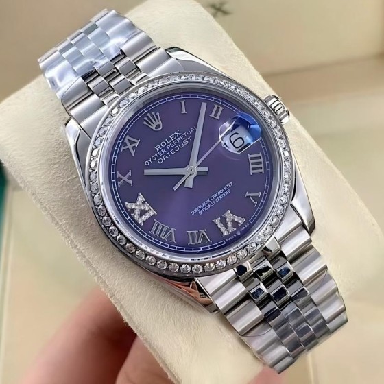 Datejust Roman numeral blue dial, silver strap 31mm