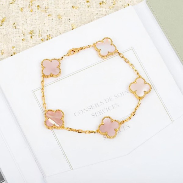 Van Cleef & Arpels Lucky Four-Leaf Clover Bracelet Pink Gold