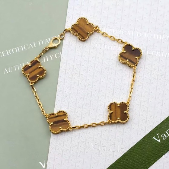 Four-leaf clover bracelet coffee silver