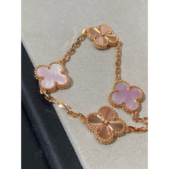 Four-leaf Clover Bracelet Rose Gold Pink