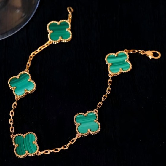 Four-leaf clover bracelet gold-green
