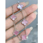 Four-leaf clover bracelet silver pink