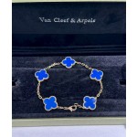 Four-leaf clover bracelet silver blue