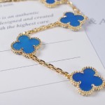 Four-leaf clover bracelet gold blue