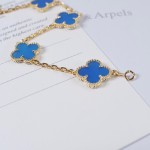 Four-leaf clover bracelet gold blue