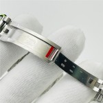 Sunday calendar series men's watch, black dial, silver bezel, 40mm, silver five-link bracelet.