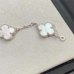 Four-leaf clover bracelet white mother-of-pearl silver