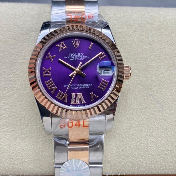 Datejust Oyster Purple Dial 31mm Two-Hand Strap