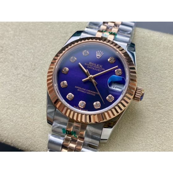 Dial dark purple dial 31mm, rose gold and silver two-tone strap