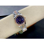Dial dark purple dial 31mm, rose gold and silver two-tone strap