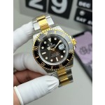 Rolex Sea-Dweller series, black dial, 43mm, silver and gold Oyster bracelet.
