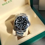 Rolex Sea-Dweller series, black dial, 44mm, silver Oyster bracelet.