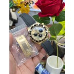 Rolex Daytona series, gold dial, black bezel, gold case, 40mm, rubber strap.