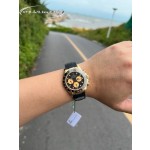 Rolex Daytona series, black dial, black bezel, gold case, 40mm, rubber strap.