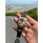 Rolex Daytona series, black dial, black bezel, gold case, 40mm, rubber strap.