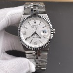 Rolex Explorer series, white dial, silver case, silver bracelet.