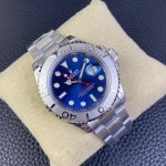 Rolex Yacht-Master series, blue dial, silver bezel, silver case, 40mm, silver Oyster bracelet.