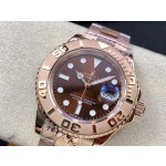 Rolex Yacht-Master series, brown dial, rose gold bezel, rose gold case, 40mm, rose gold Oyster bracelet.