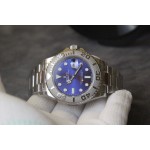 Rolex Yacht-Master series, purple dial, silver bezel, silver case, 40mm, silver Oyster bracelet.