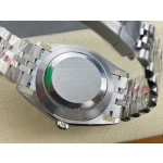 Datejust series men's watch with diamonds, gray dial, silver bezel, 41mm, silver five-link bracelet.