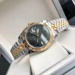 Datejust series men's watch, dark gray dial, gold bezel, 41mm, two-tone five-link bracelet.