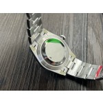 Log series men's watch, wave pattern blue dial, silver bezel, 41mm, silver Oyster bracelet.