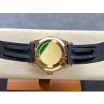 Navigator series men's watch, green dial, gold bezel, 42mm, rubber strap.