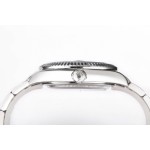Navigator series men's watch, bright black dial, silver bezel, 42mm, silver Oyster bracelet.