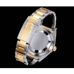 Explorer series men's watch, gold dial, gold bezel, 42mm, two-tone Oyster bracelet.