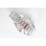 Sunday date display series men's watch, slate gray dial, silver bezel, 40mm, silver President-style bracelet.