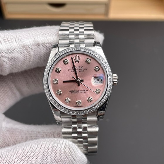 Datejust series pink diamond dial 31mm silver strap