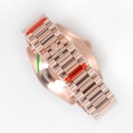 Sunday Calendar Series Men's and Women's Watches, White Dial, Rose Gold Bezel, 36mm and 40mm sizes, Rose Gold President-style Bracelet