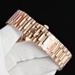Sunday calendar series men's watch, mother-of-pearl dial, diamond-set bezel, 40mm, rose gold President-style bracelet.