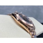 Sunday calendar series men's watch, black dial, rose gold bezel, 40mm, rose gold President-style bracelet.