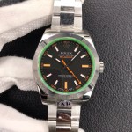 Magnetic-resistant series men's watch, black dial, silver bezel, 40mm, silver Oyster bracelet.