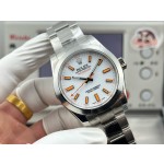 Magnetic-resistant series men's watch, white dial, silver bezel, 40mm, silver Oyster bracelet.