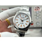 Magnetic-resistant series men's watch, white dial, silver bezel, 40mm, silver Oyster bracelet.