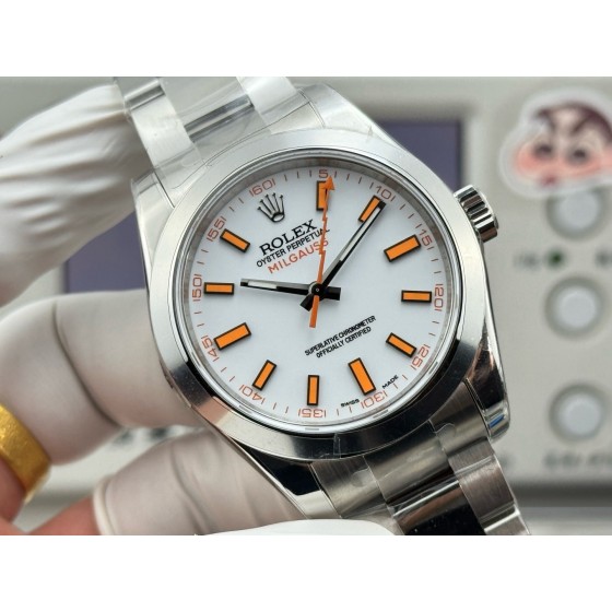 Magnetic-resistant series men's watch, white dial, silver bezel, 40mm, silver Oyster bracelet.
