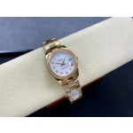 Datejust series women's watch, white dial, diamond-set bezel, 31mm, gold Oyster bracelet.