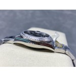 Datejust series women's watch, white dial, diamond-set bezel, 31mm, silver Oyster bracelet.