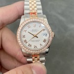 日志系列女表 白色表盘 镶钻外圈 31mm 双色五珠链表带