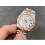 日志系列女表 白色表盘 镶钻外圈 31mm 双色五珠链表带