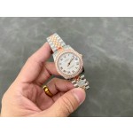 日志系列女表 白色表盘 镶钻外圈 31mm 双色五珠链表带