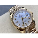 星期日历型系列女表带钻贝母表盘 金色外圈 36mm 金色元首型表带