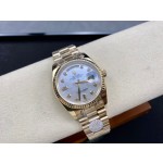 星期日历型系列女表带钻贝母表盘 金色外圈 36mm 金色元首型表带