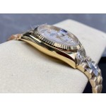 星期日历型系列女表带钻贝母表盘 金色外圈 36mm 金色元首型表带