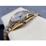 星期日历型系列女表带钻贝母表盘 金色外圈 36mm 金色元首型表带