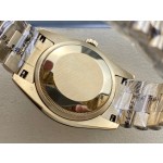 星期日历型系列女表带钻贝母表盘 金色外圈 36mm 金色元首型表带